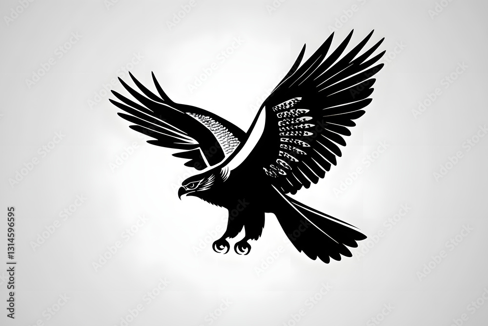 Naklejka premium Majestic Eagle Soaring High, Wings Spread Wide in Flight