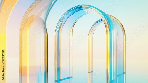Obraz na płótnie Bright Arches Creating Colorful Reflection Patterns w salonie