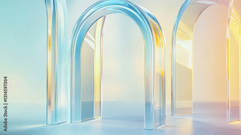 Symmetrical Translucent Arches Basking In Sunlight.
