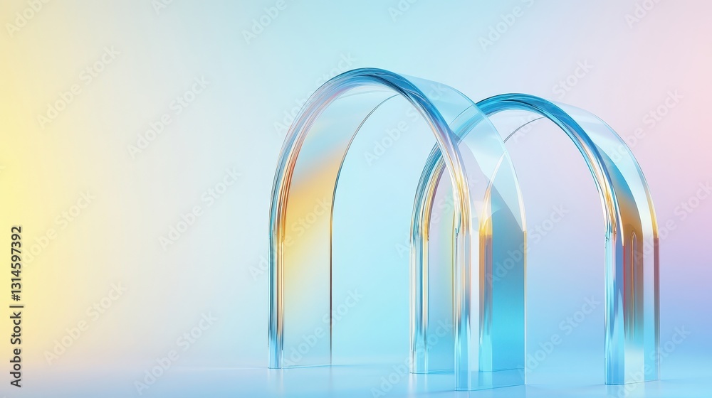 Elegant Glass Archway With Vibrant Lighting Effects