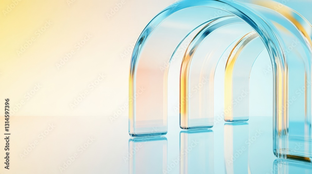Translucent Glass Arches Reflecting Soft Hues Design