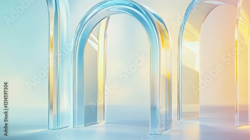 Obraz na płótnie Symmetrical Translucent Arches Basking In Sunlight. w salonie