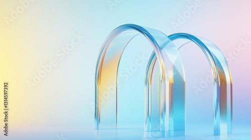 Obraz na płótnie Elegant Glass Archway With Vibrant Lighting Effects w salonie