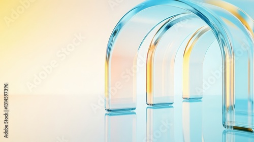 Obraz na płótnie Translucent Glass Arches Reflecting Soft Hues Design w salonie