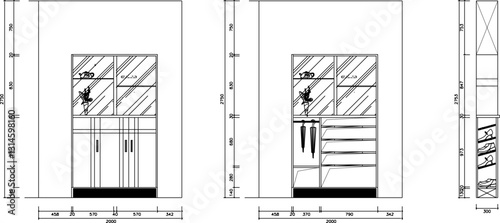 vector sketch illustration silhouette interior design furniture room wardrobe for decoration 