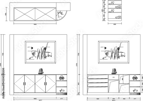 vector sketch illustration silhouette interior design furniture room wardrobe for decoration