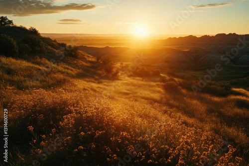 Theodore Roosevelt National Park Sunrise: North Dakota Badlands in Golden Hour Colors