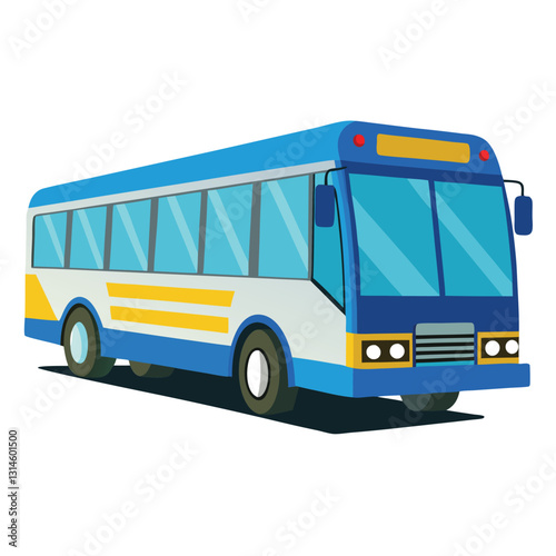 A Blue and White City Bus Illustration Public Transportation Vehicle Design