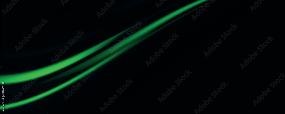 Abstract green lines, speed light effect. Illuminated traffic lanes. Abstract green lines, speed light effect. Illuminated traffic lanes.