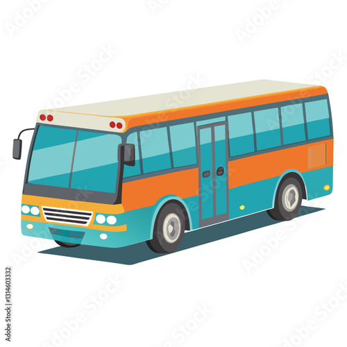 A Colorful Illustration of a Modern City Bus Public Transportation Vehicle