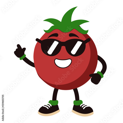 tomato cartoon with thumb