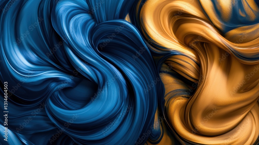 Vivid Swirl Pattern Of Blue And Gold In Modern Art