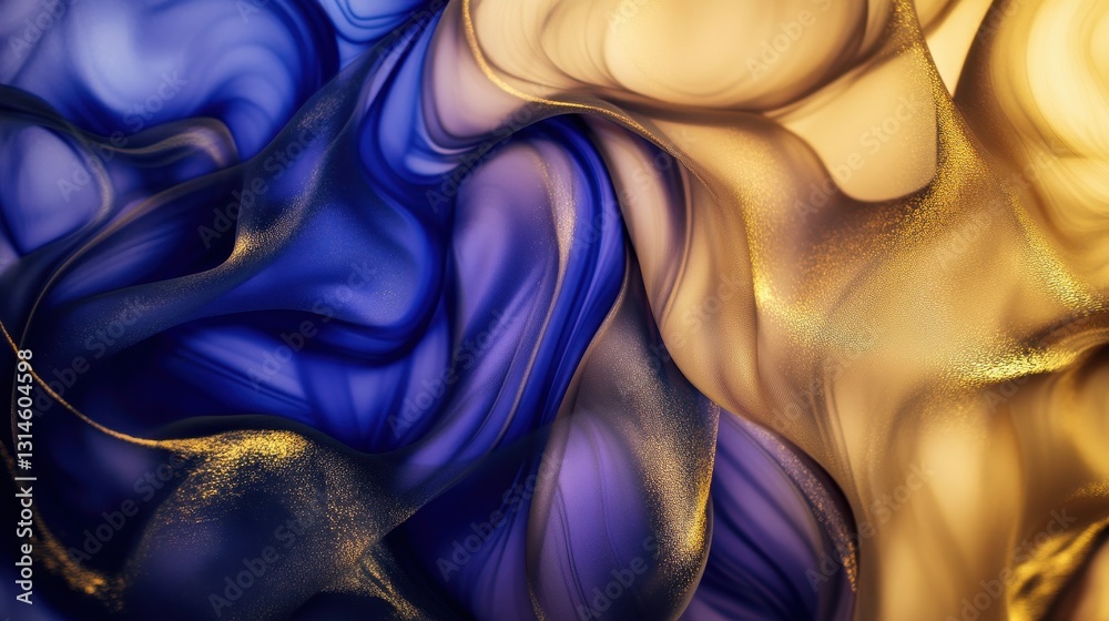 Whimsical Abstract Blend Of Blue And Gold Textures