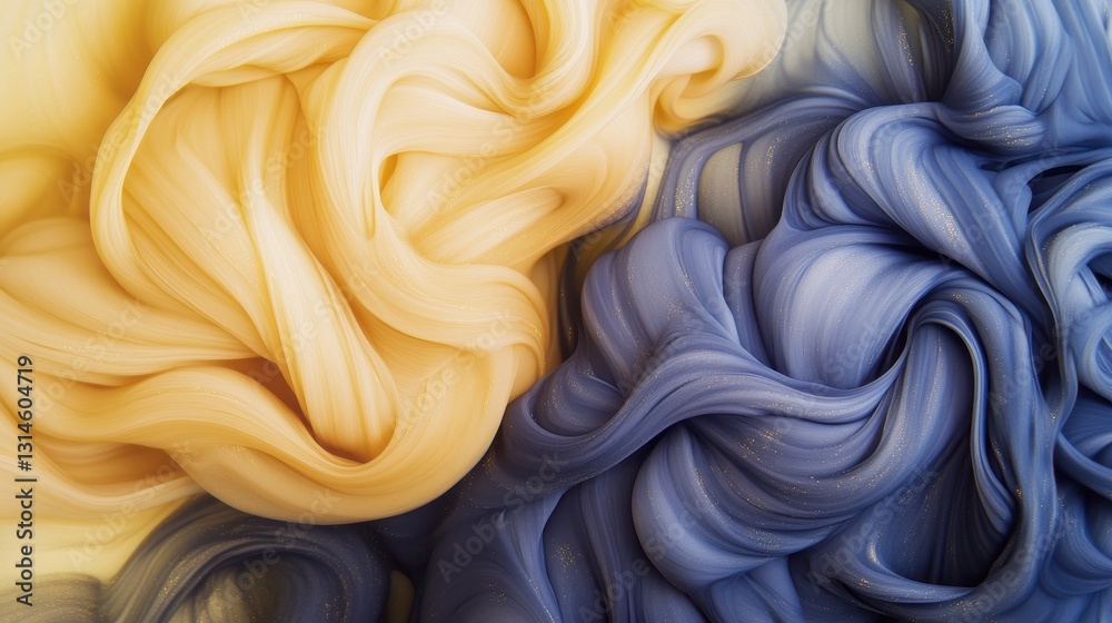 Swirls Of Yellow And Blue Hues Blend Harmoniously.