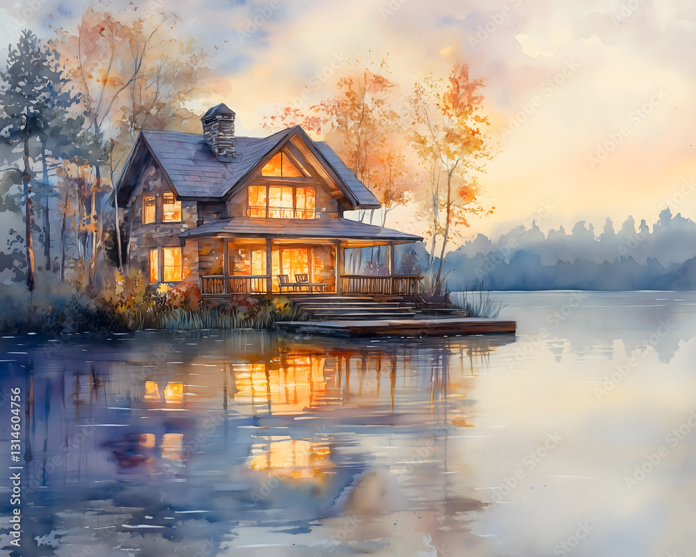 Fototapeta premium house on the lake