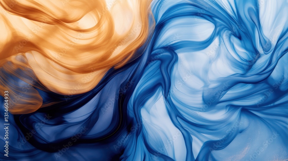 Elegant Orange And Blue Swirls In Motion Of Fluidity