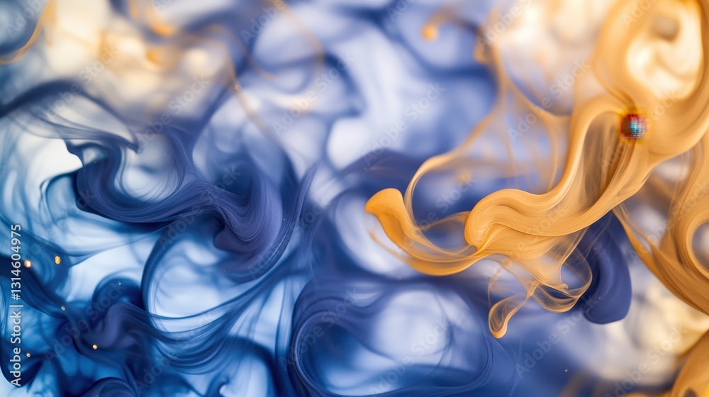 Delicate Dance Of Orange And Blue Waves In Harmony