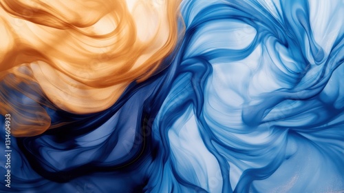 Obraz na płótnie Elegant Orange And Blue Swirls In Motion Of Fluidity w salonie