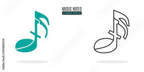 Illustration symbol. Music notes abstract illustration design. Stock vector icon.
