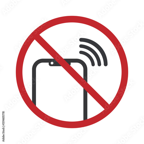 Isoolated safety sign prohibiting phone signals and Wi-Fi, with prohibition icons for poor signal areas.