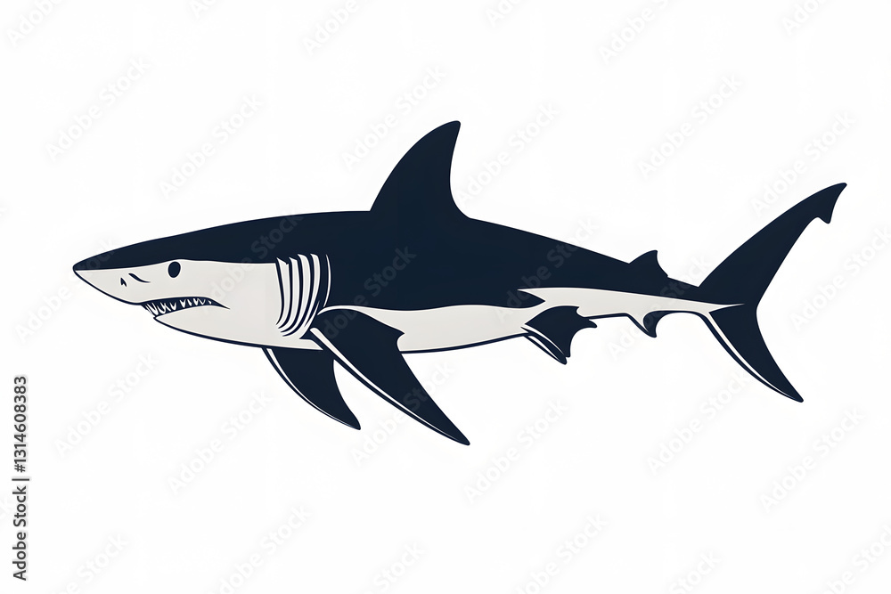 Naklejka premium Shark Anatomy: Exploring the Great White's Powerful Build