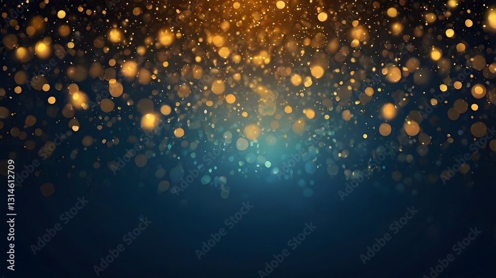 Golden Bokeh with Deep Blue Gradient Golden Bokeh with Deep Blue Gradient