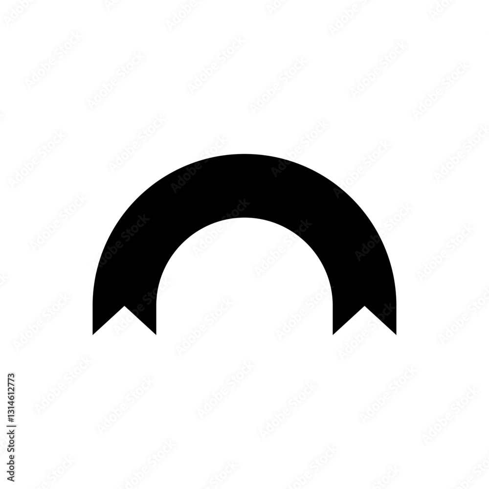 Semicircular ribbon banner. Vector illustration. Semi circle curved long banner. Semicircular ribbon banner. Vector illustration. Semi circle curved long banner.