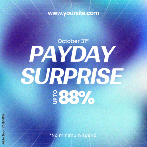 Shopping payday surprise Sale discount deals blend soft deep blue cyan gradient Grainy Noise Style Promotional Digital Banner Poster Flyer Template