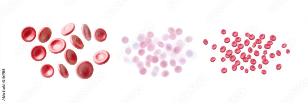 Depiction of red blood cells illustrating hemoglobin deficiency associated with anemia Depiction of red blood cells illustrating hemoglobin deficiency associated with anemia