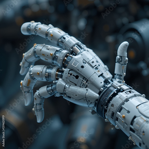 Futuristic close-up of a robotic hand showcasing intricate design and advanced technology for enhanced precision and dexterity