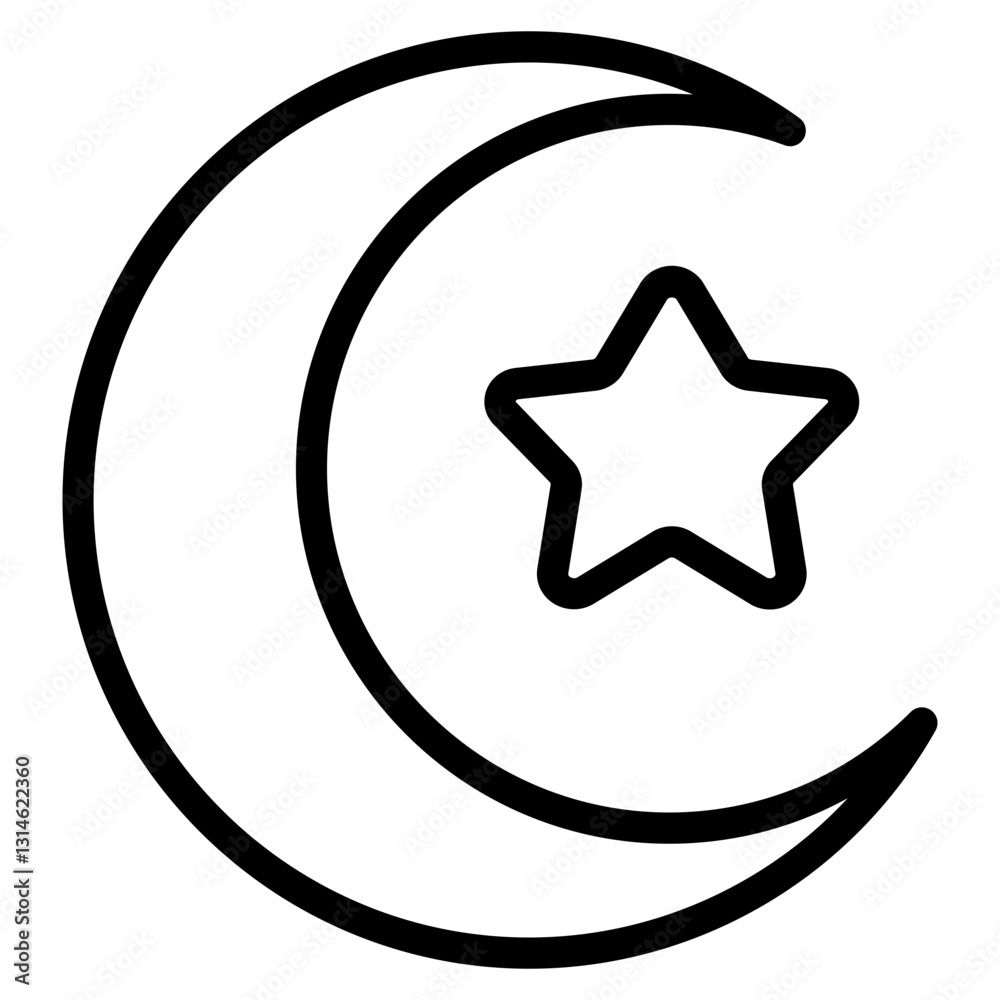 Minimalist Crescent Moon and Star Icon Design Minimalist Crescent Moon and Star Icon Design