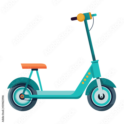 Modern Teal Electric Scooter with Orange Seat for City Commute and Leisure Rides