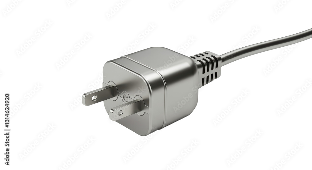 Isolated Silver Power Plug: Electrical Connection Isolated Silver Power Plug: Electrical Connection