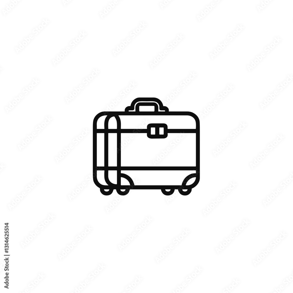 Minimalist suitcase icon in black line art on transparent background, travel concept Minimalist suitcase icon in black line art on transparent background, travel concept