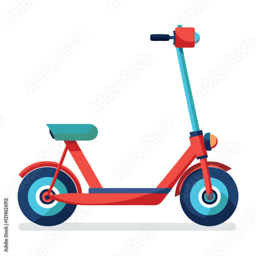 Modern Red Electric Scooter with Teal Accents and Large Wheels for City Transportation