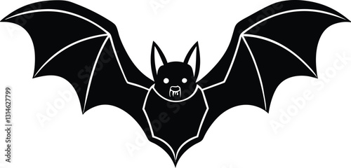 Bat flying with wings spread silhouette