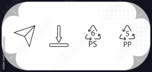 outline icons set - user interface concept. navigation arrows, downloading, 6 ps, 5 pp.
