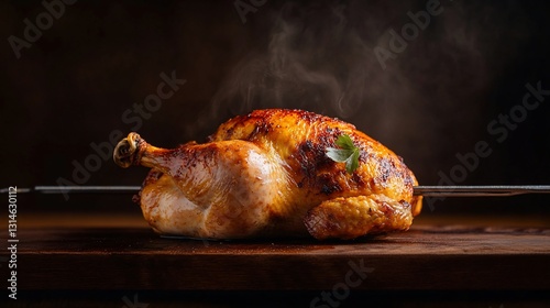 Roasted chicken on a skewer
