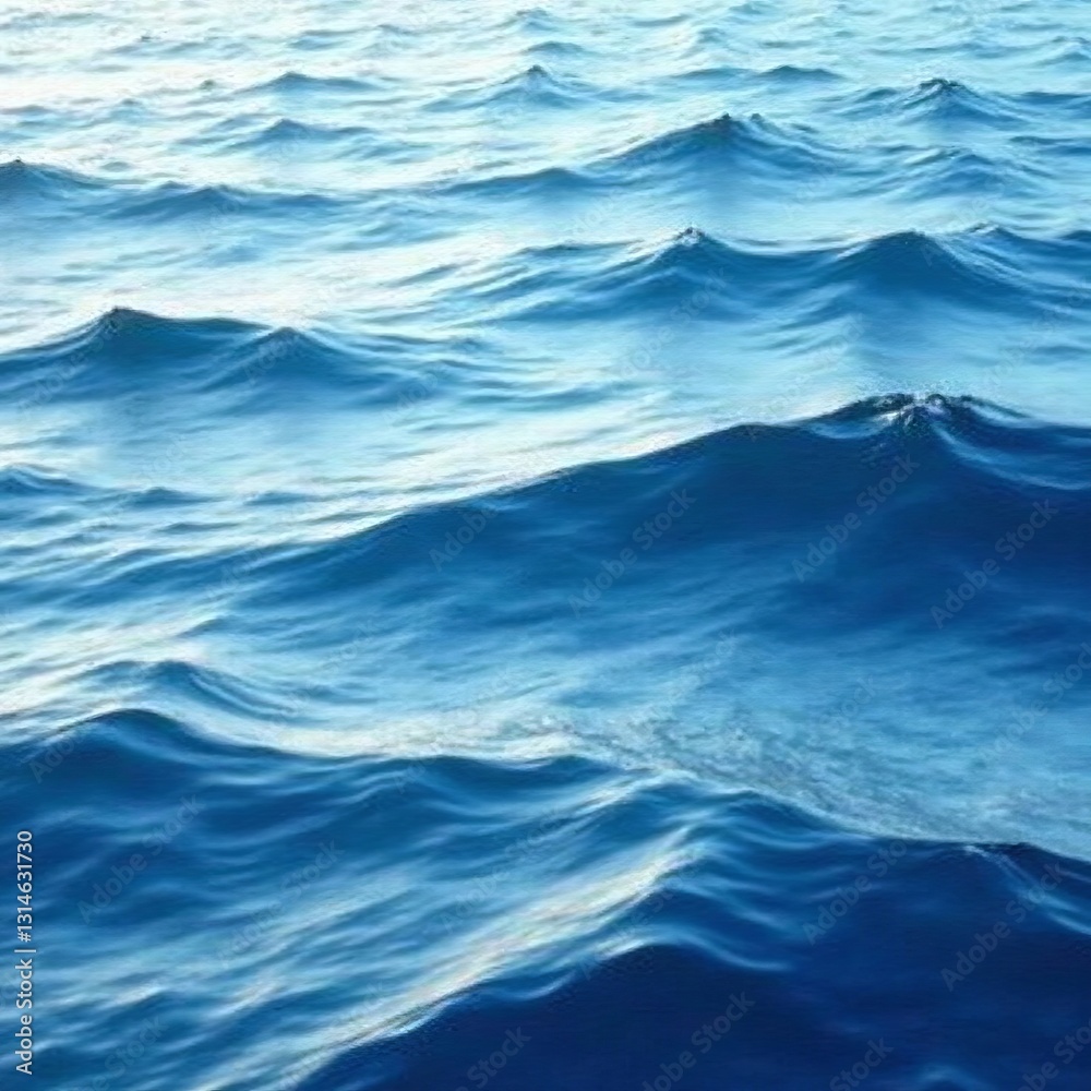 Naklejka premium Abstract blue sea waves with soft ripples and swirls, ocean, aqua, underwater