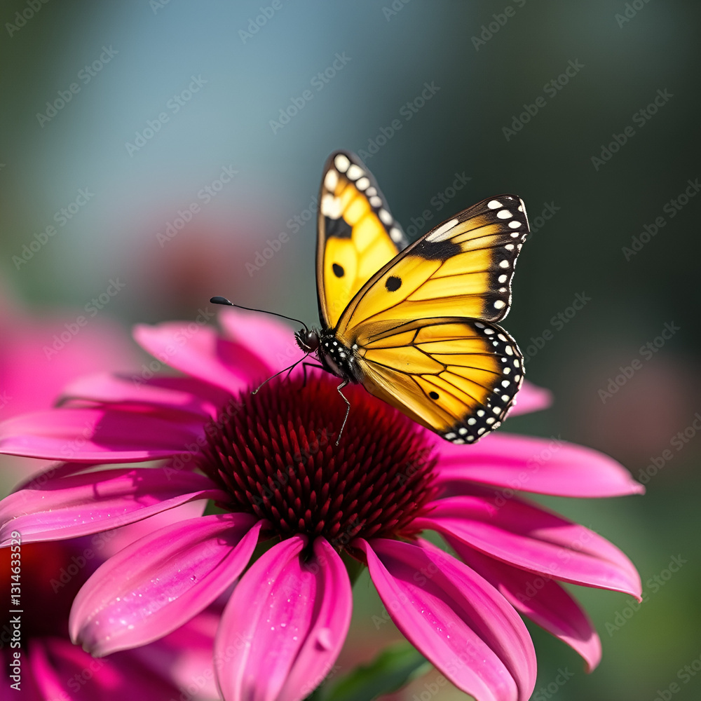 Fototapeta premium cute butterfly on beautiful flower