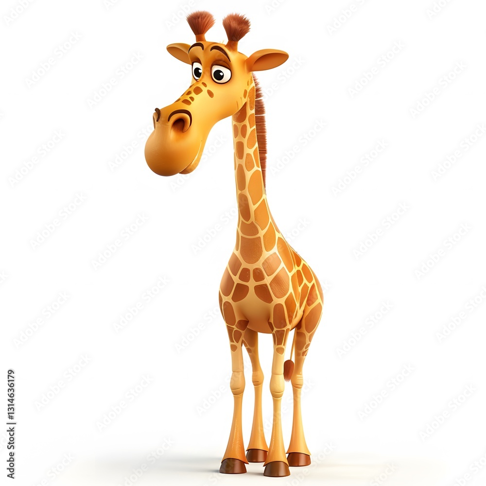 Whimsical Cartoon Giraffe Character with Bright Orange Spots Whimsical Cartoon Giraffe Character with Bright Orange Spots