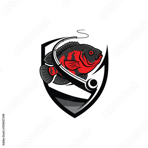 Oscar fish logo with shield concept
