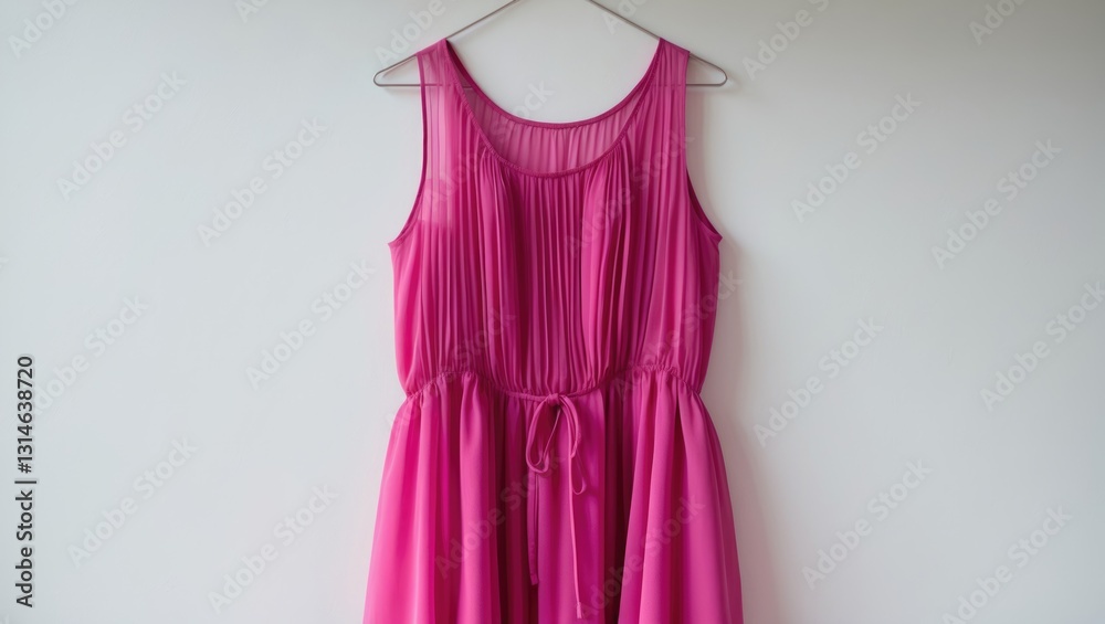 Chiffon pink sleeveless dress against a white background Chiffon pink sleeveless dress against a white background