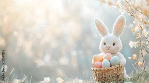 easter bunny and easter eggs wallpaper bacground, mocha mousse color