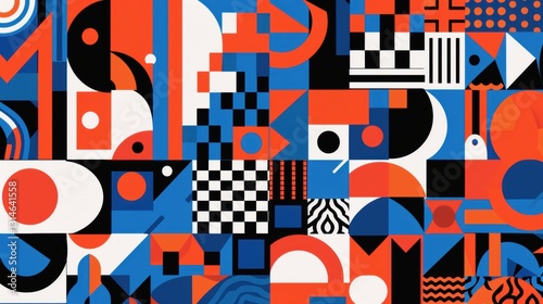 Unique Seamless Geometric Pattern Embodying Hipster Memphis Aesthetic