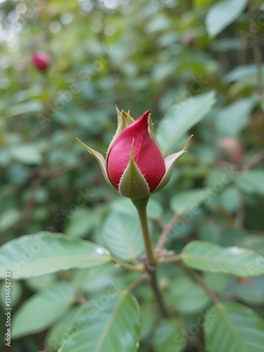 Branch of a scarlet wattled rose