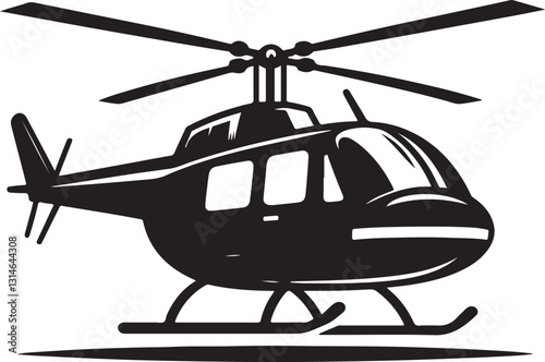 Helicopter simple black silhouette. Isolated copter icon vector illustration on white background