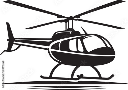 Helicopter simple black silhouette. Isolated copter icon vector illustration on white background