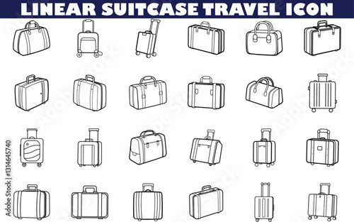 Linear Suitcase Travel Icons Luggage, Bags, and Cases Collection