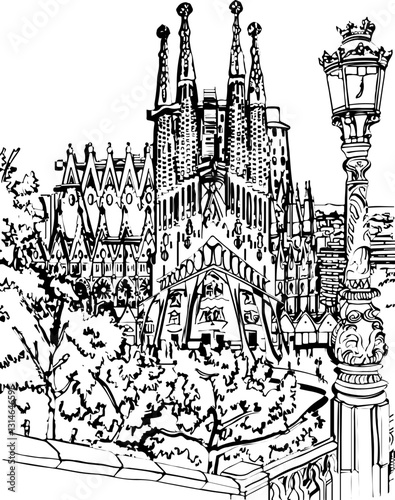 barcelona, coloring page, architecture, arch, building, corridor, stone, column, europe, ancient, arches, arcade, interior, church, abbey, old, arc, medieval, cloister, italy, light, monastery, archwa